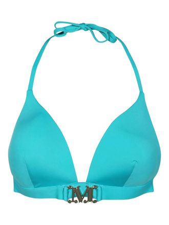 Max Mara logo-buckle triangle bikini top - Blue