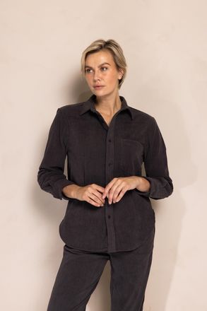 Zhrill Hemdbluse ZHRILL ZHTJURA, Damen, Gr. XL, anthra, Web, Obermaterial: 100% Polyester, figurumspielend, 1-Knopf-Manschette, Blusen Hemdbluse, mit feiner 