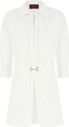 Gucci Stijlvolle Jurken voor elke gelegenheid - Dames - Shirt Kleedjes - Wit - S - Katoen - Kleedjes
