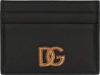 Dolce & Gabbana Kaarthouder met geweven logo - Dames - Portefeuilles - Zwart - ONE Size - Leer - Accessoires