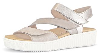 Gabor Keilsandalette GABOR, Damen, Gr. 36, beige (beige kombiniert), Glattleder, Ziegenveloursleder, Schuhe Keilsandalette, Sommerschuh, Riemchensandale mit