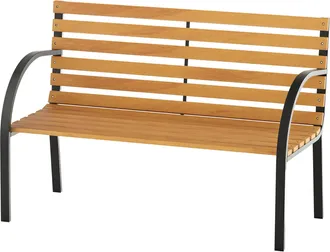 OEM Panca In Legno 2 Posti, Panchina Da Esterno, Giardino, Balcone O Terrazzo 122x60x83cm, Nero E Color Legno