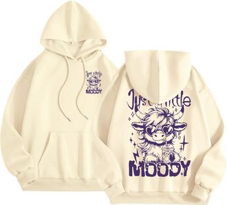 Generic Just a Little Moody Highland Cow Graphic Hoodies Western Sweatshirts for Women Funny Cow Jumpers Jumpers for Women UK