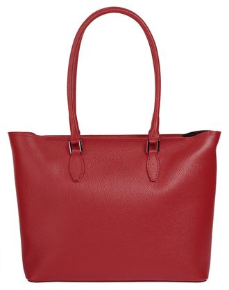 Cluty Shopper CLUTY, Damen, Gr. B/H/T: 40cm x 30cm x 12cm onesize, rot, Leder, leicht gl&auml;nzend, unifarben, Taschen Shopper, echt Leder, Made in Italy