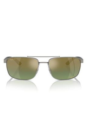 Ray-Ban 60mm Polarized Rectangular Sunglasses in Gunmetal at Nordstrom
