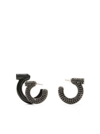 Ferragamo Gancini oorbellen met logo - Zwart