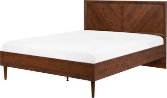 Beliani Beliani - Cama Doble De Madera Oscura 140 X 200 Cm Cabecero Alto Estilo R&uacute;stico Mialet