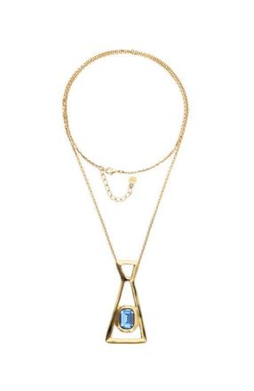 UNOde50 Gold-Tone Geometric Necklace with Blue Crystal at Nordstrom