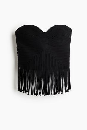 H&M Bustier-Top mit Fransen - Schwarz