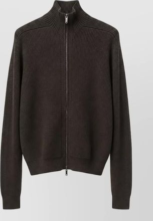 Emporio Armani ribbed virgin wool high neck zip-up cardigan