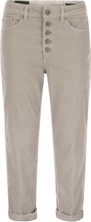 Dondup Gestreept fluwelen broek met sierknopen - Dames - Vrijetijds broeken - Beige - W32 - Katoen - Broeken