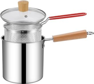 No Brand Freidora De Acero Inoxidable 304, Freidora Dom&eacute;stica Con Filtro, Gran Capacidad De 3 Litros, Olla Peque&ntilde;a Multifuncional Para Uso Dom&eacute;stico