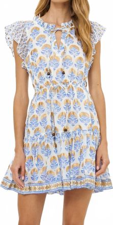 Oliphant Cinched Flirty Short Dress In Arbor Blue