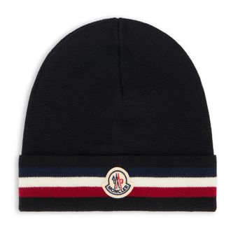Moncler Gorro de Lana Tricolor - Accessories - Hombre - Negro - ONE SIZE