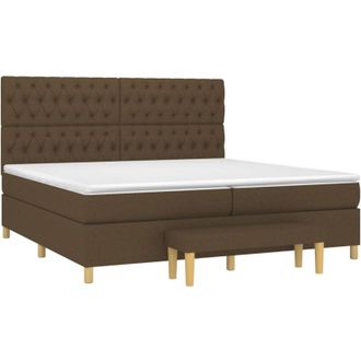 vidaXL Vidaxl - Cama Box Spring Con Colch&oacute;n Tela Marr&oacute;n Oscuro 200x200 Cm