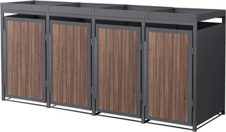 ML Design Cobertizo para 4 cubos de basura 240l antracita roble oscuro, macetero