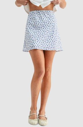All in Favor Floral Miniskirt in Ivory Blue at Nordstrom, Size X-Small