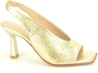 Zinda Schoenen, Dames, Geel, 39 EU, Gouden Print Vierkante Oorbellen