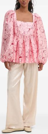 Stine Goya Top con maniche a palloncino - Rosa