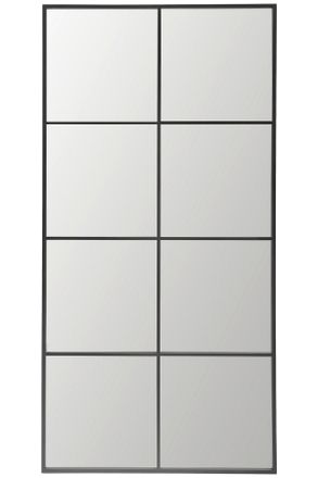 Landscape Wandspiegel, Schwarz, Metall, Glas, Holzwerkstoff, rechteckig, 90x180x2.6 cm, senkrecht und waagrecht montierbar, Ganzkörperspiegel