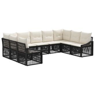vidaXL Conjunto De Sof&aacute;s De Jard&iacute;n 9 Pcs Negro Rat&aacute;n Sint&eacute;tico Vidaxl