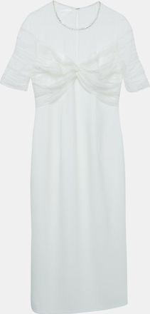 Jenny Packham White Crystal Embellished Tulle And Crepe Tulip Midi Dress