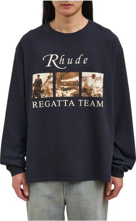 Rhude T-shirt M/L Usvi Regatta Tour - Dames - Longsleeves - Blauw - S - Katoen - Tops