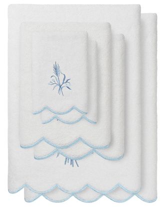 Linum Home Textiles 100% Turkish Cotton Whitney Scallop 6Pc Embellished Towel Set