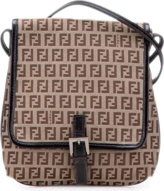 Fendi Borsa a tracolla in tela con motivo Zucchino 2000-2010 - Marrone