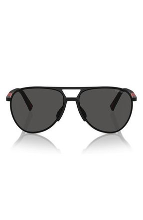 Prada 59mm Aviator Sunglasses in Matte Black at Nordstrom