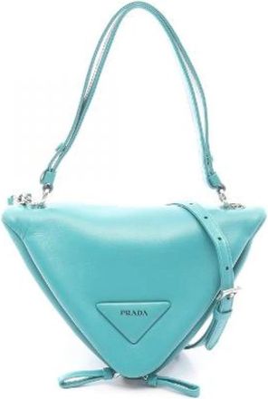 Prada Pre-owned Triangle 2way Handbag - Dames - Vintage Schoudertas - Blauw - ONE Size - Leer - Vintage