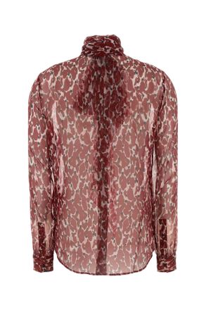 Saint Laurent Womens Printed Silk Shirt Craie Rouge Noir Exterior: Camicie