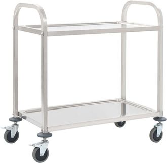 vidaXL Carrito de cocina de 2 alturas acero inoxidable 95x45x83,5 cm Vidaxl