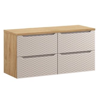 Petits Meubles Mueble bajo lavabo 4 cajones encimera estratificado Beige marr&oacute;n