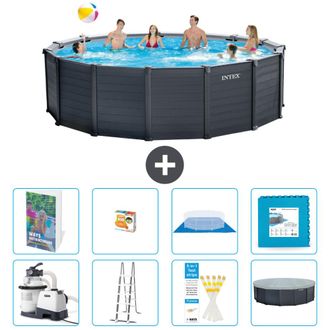 Intex Piscina Graphite Panel Redonda - 478x124 Cm - 9-piezas S570