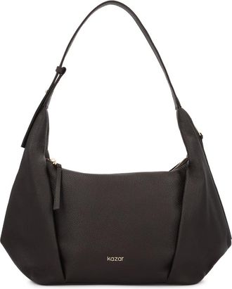 Kazar Leren Hobo Tas met Zijvakken - Dames - Schoudertassen - Bruin - ONE Size - Leer - Tassen