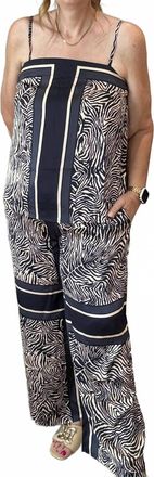 Entro Womens Abstract Zebra Print Cami & Pants Set In Navy