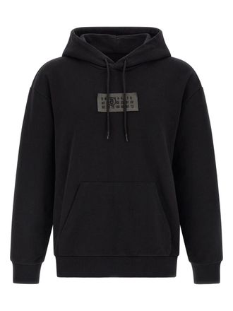Maison Margiela Black Central Printed Detail Cotton Hoodie