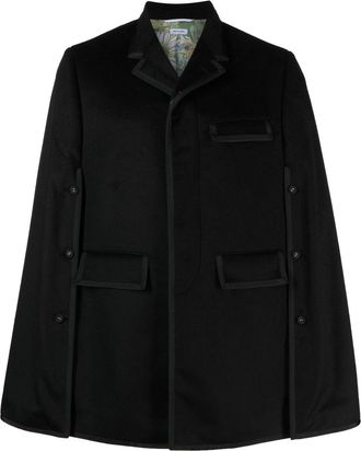 Thom Browne Chesterfield grosgrain-trim cape - men - Cotton/Cashmere - 0 - Black