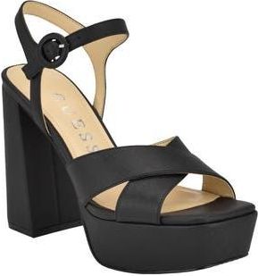 Guess Vallenn Ankle Strap Platform Sandal in Black 002 at Nordstrom Rack, Size 7.5