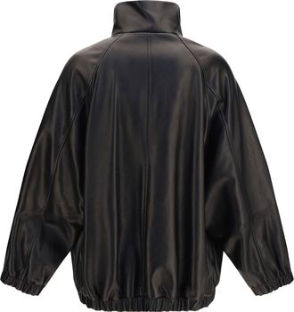 Brunello Cucinelli Womens Leather Jacket Black Lamb Ovis Aries
