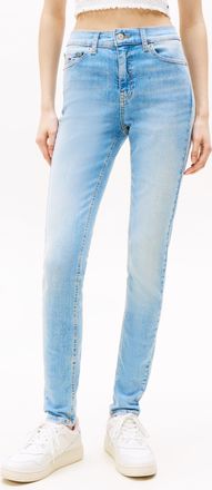 Tommy Jeans Skinny-fit-Jeans TOMMY JEANS NORA MR SKNY AH1280, Damen, Gr. 25, L&auml;nge 28, blau (denim light1), Denim/Jeans, Obermaterial: 98% Baumwolle, 2% Elasthan,