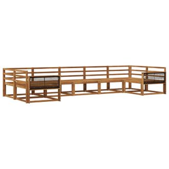 vidaXL Conjunto De Sof&aacute;s De Exterior 7 Pcs Natural Vidaxl
