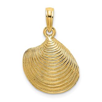 Diamond2Deal 14k Yellow Gold Textured Clam Shell Charm Pendant