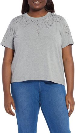 Lyss&eacute; Malva Rhinestone Embellished Short Sleeve Top in Dark Heather Grey at Nordstrom, Size 3 X