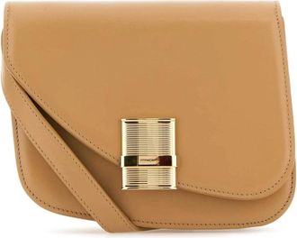 Ferragamo Small Fiamma Crossbody Tas - Dames - Schoudertassen - Beige - ONE Size - Leer - Tassen