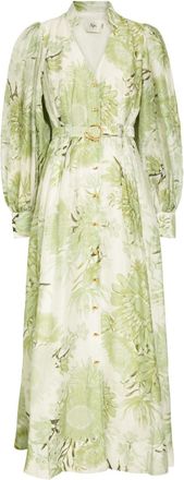 Aje Aje Reflector Floral-print Woven Midi Shirt Dress - Green - 10 (UK10 / S)