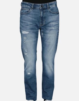 HUGO BOSS Mens Delaware Slim Fit Distressed Blue Jeans