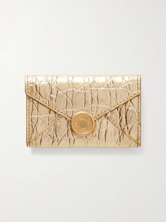 Dries Van Noten Portafoglio In Pelle Effetto Coccodrillo Metallizzata Testurizzata - Oro