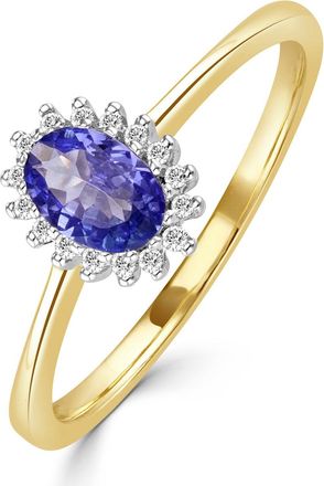 The Diamond Store Tanzanite 6 x 4mm And Diamond 9K Gold Ring